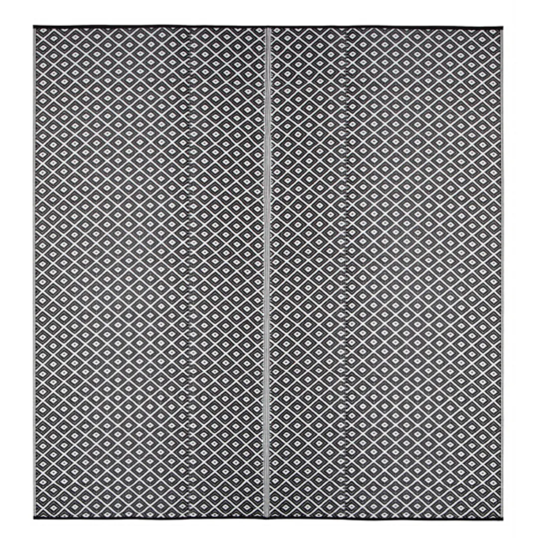 Kimberley Black & White Square Diamond Pattern Foldable Waterproof Caravan Outside Mat - 270x270 CM