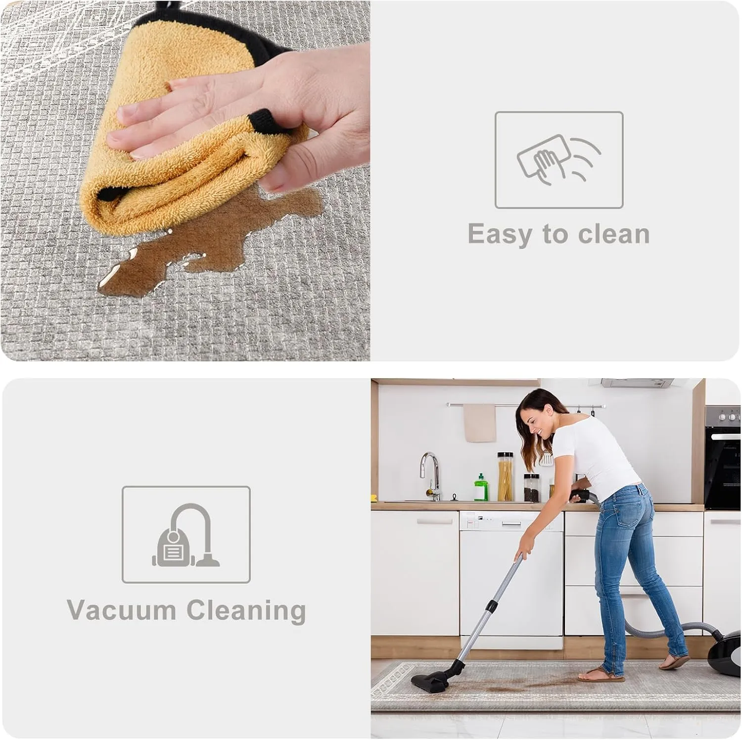 KIMODE Anti Fatigue Kitchen Mat, Cushioned Farmhouse Kitchen Runner, Non Slip Waterproof Kitchen Mat for Floor, Comfort Foam Standing Desk Mat for Laundry, Office, Sink Grey 17.3"x59"