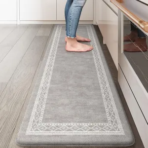 KIMODE Anti Fatigue Kitchen Mat, Cushioned Farmhouse Kitchen Runner, Non Slip Waterproof Kitchen Mat for Floor, Comfort Foam Standing Desk Mat for Laundry, Office, Sink Grey 17.3"x59"