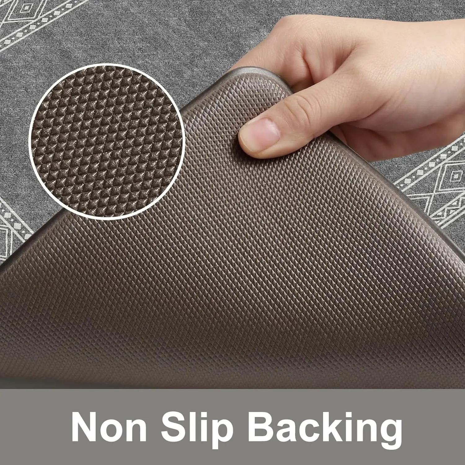 KIMODE Anti Fatigue Kitchen Mat for Floor, Cushioned Farmhouse Kitchen Runner, Non Slip Kitchen Floor Mat, Waterproof Standing Desk Mat for Laundry, Office, Sink Dark Grey 17.3"x59"