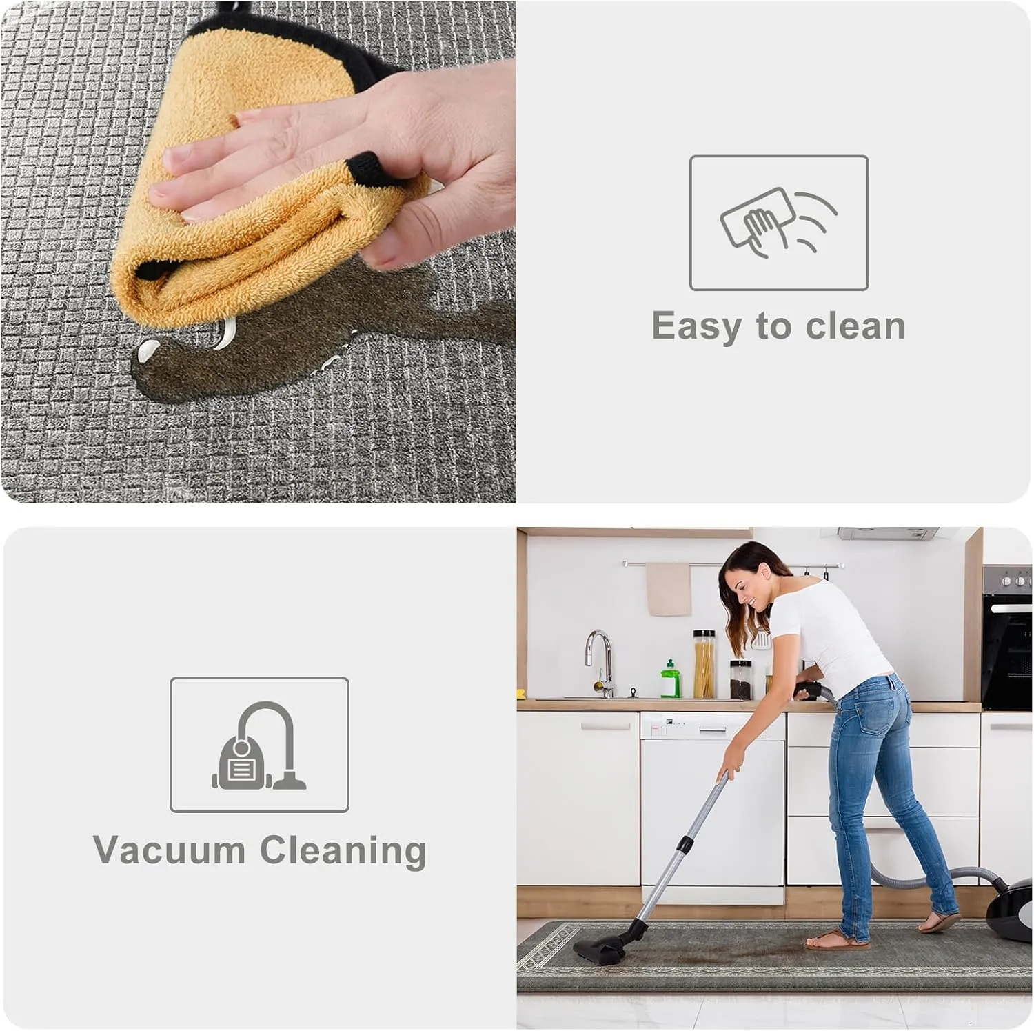 KIMODE Anti Fatigue Kitchen Mat for Floor, Cushioned Farmhouse Kitchen Runner, Non Slip Kitchen Floor Mat, Waterproof Standing Desk Mat for Laundry, Office, Sink Dark Grey 17.3"x59"