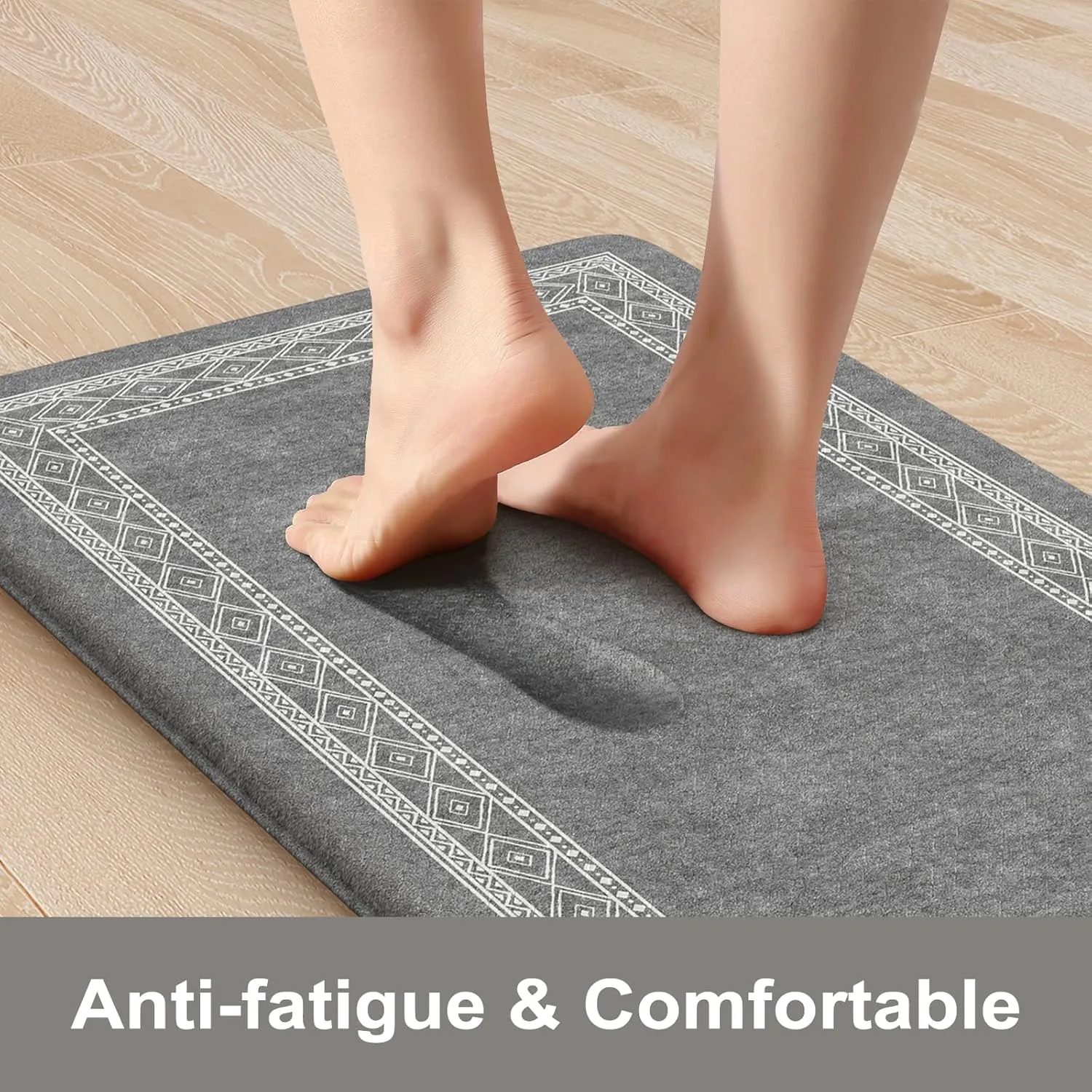 KIMODE Anti Fatigue Kitchen Mat for Floor, Cushioned Farmhouse Kitchen Runner, Non Slip Kitchen Floor Mat, Waterproof Standing Desk Mat for Laundry, Office, Sink Dark Grey 17.3"x59"