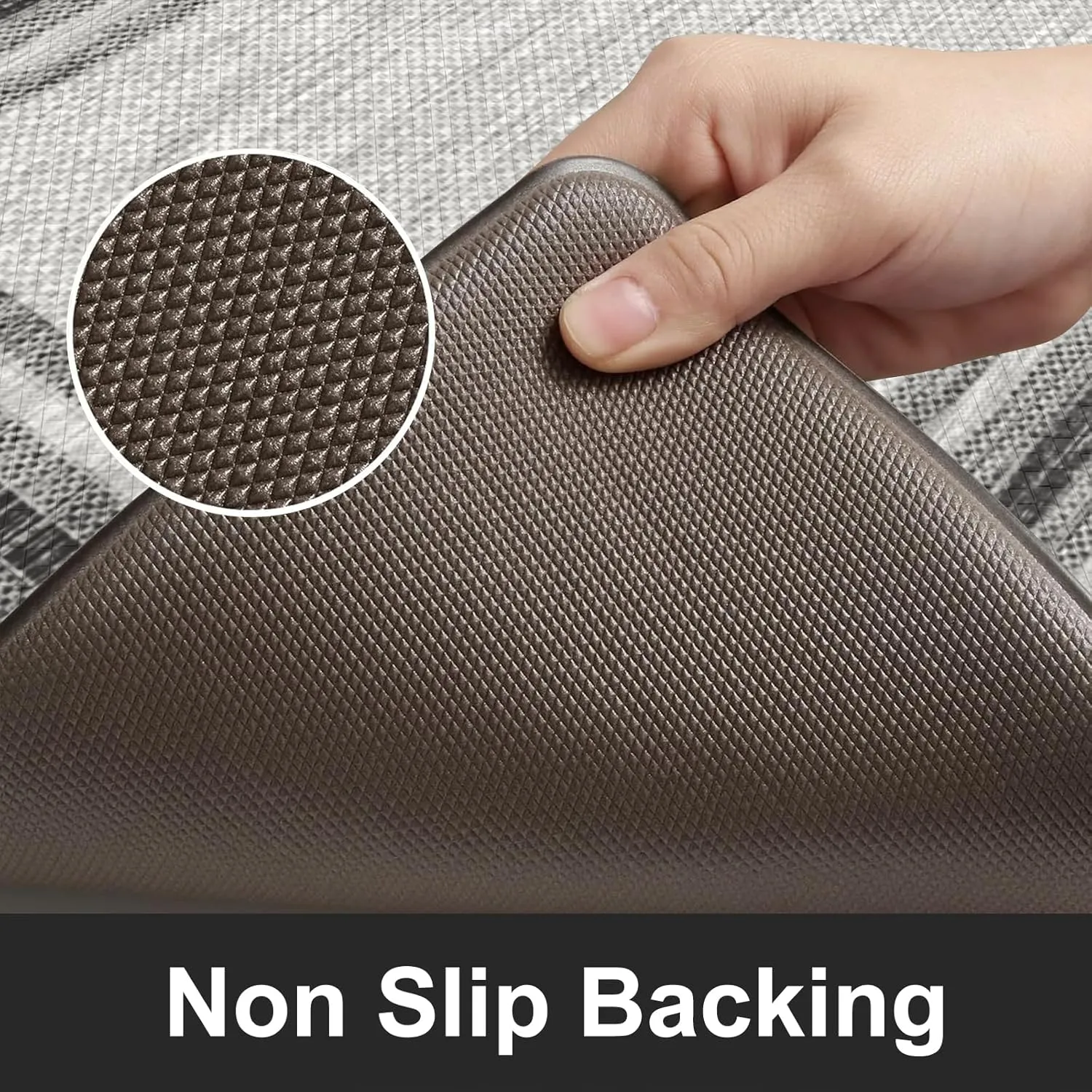 KIMODE Anti Fatigue Kitchen Mats for Floor 2PCS,17"x47" 17"x29" Farmhouse Kitchen Rugs Non Slip Rubber Backing,Waterproof Cushioned Standing Mat for Office,Laundry,Sink,Desk,Grey