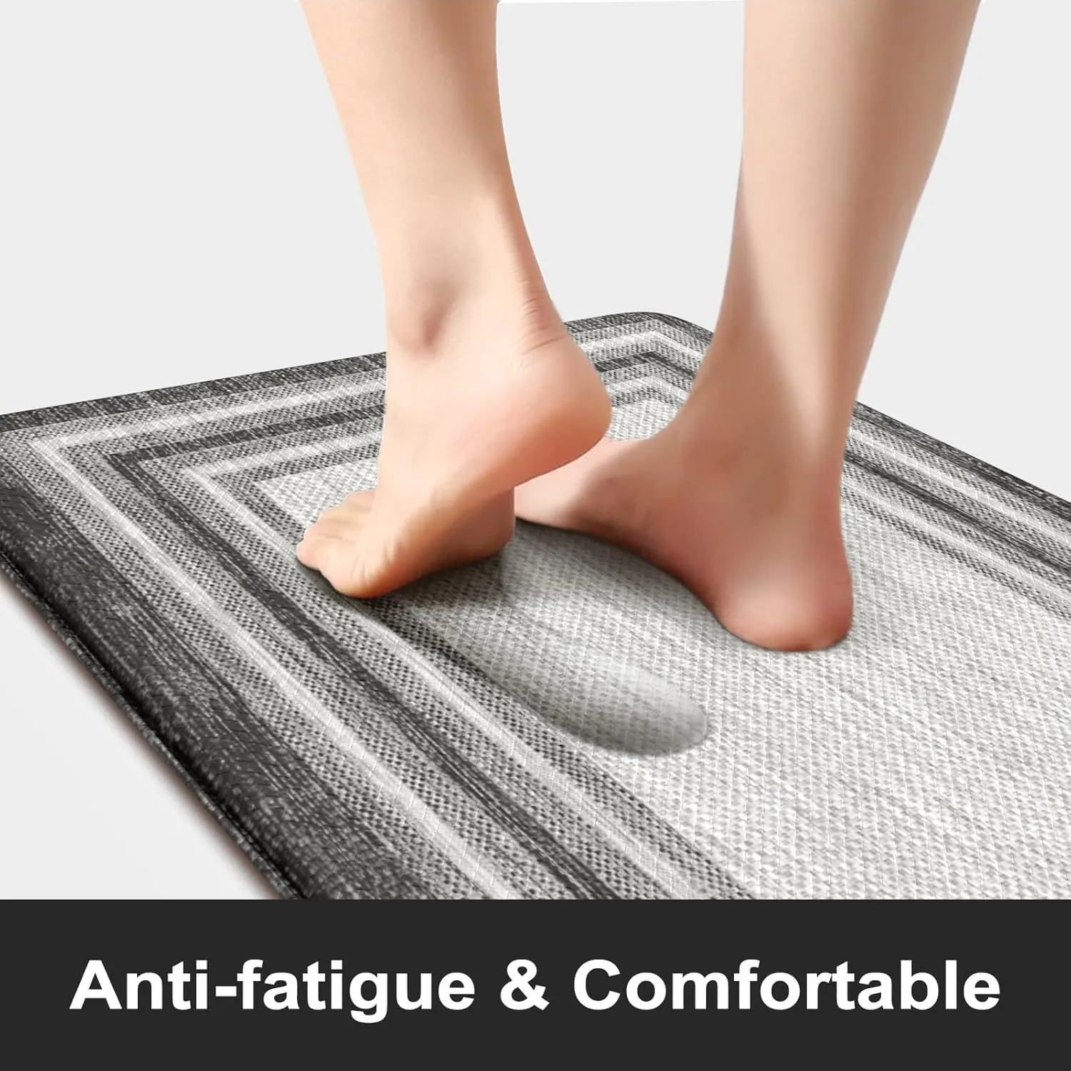 KIMODE Anti Fatigue Kitchen Mats for Floor 2PCS,17"x47" 17"x29" Farmhouse Kitchen Rugs Non Slip Rubber Backing,Waterproof Cushioned Standing Mat for Office,Laundry,Sink,Desk,Grey