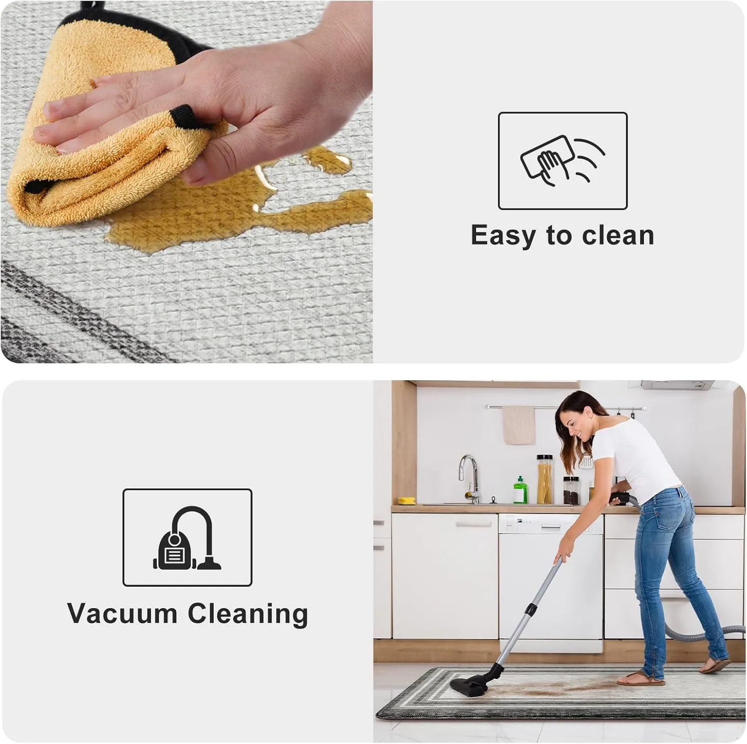KIMODE Anti Fatigue Kitchen Mats for Floor 2PCS,17"x47" 17"x29" Farmhouse Kitchen Rugs Non Slip Rubber Backing,Waterproof Cushioned Standing Mat for Office,Laundry,Sink,Desk,Grey
