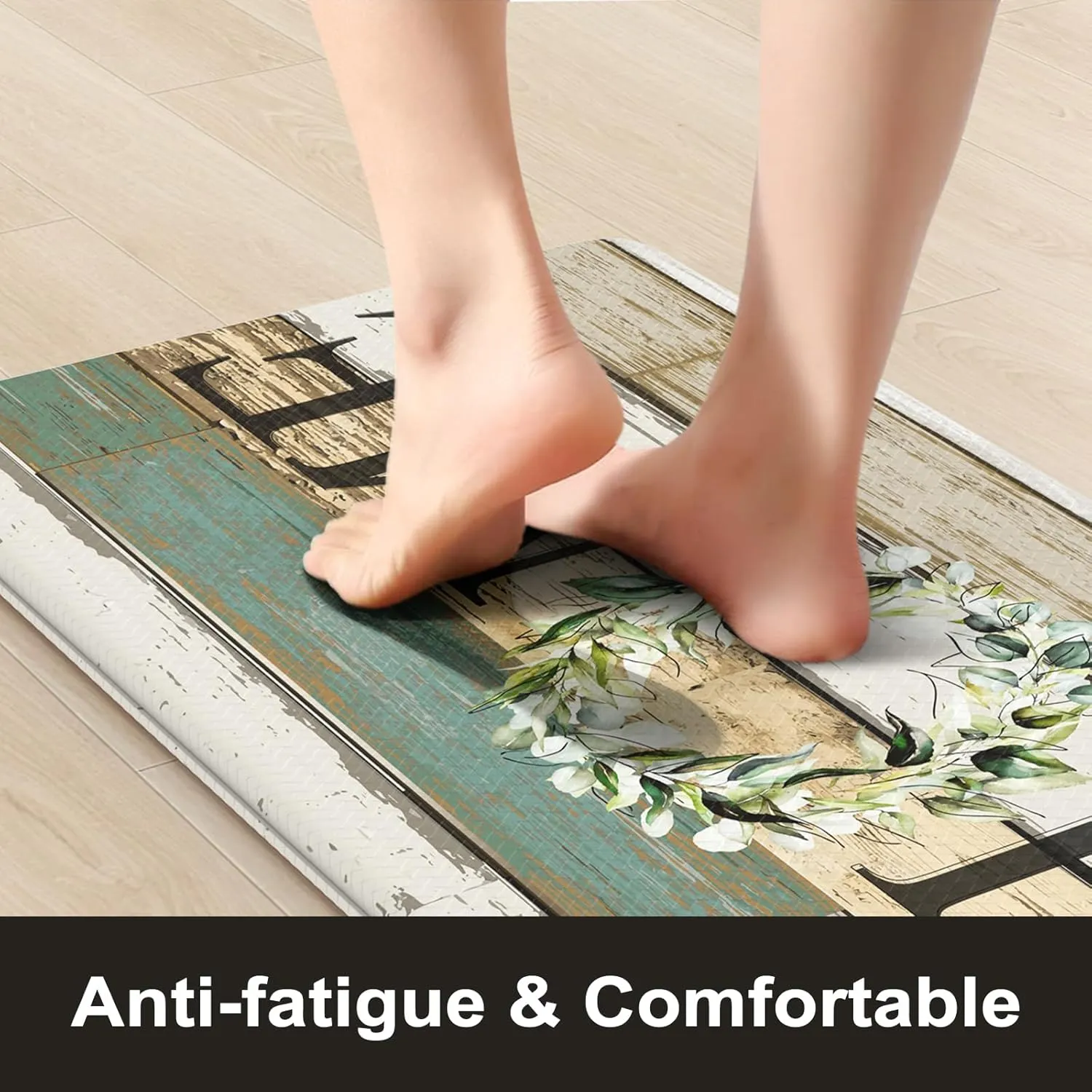 KIMODE Kitchen Mats 2PCS,Cushioned Anti Fatigue Farmhouse Kitchen Rugs and Mats,Non Skid Waterproof Kitchen Mats for Floor,Comfort Foam Standing Desk Mat for Home,Office,Sink,Laundry