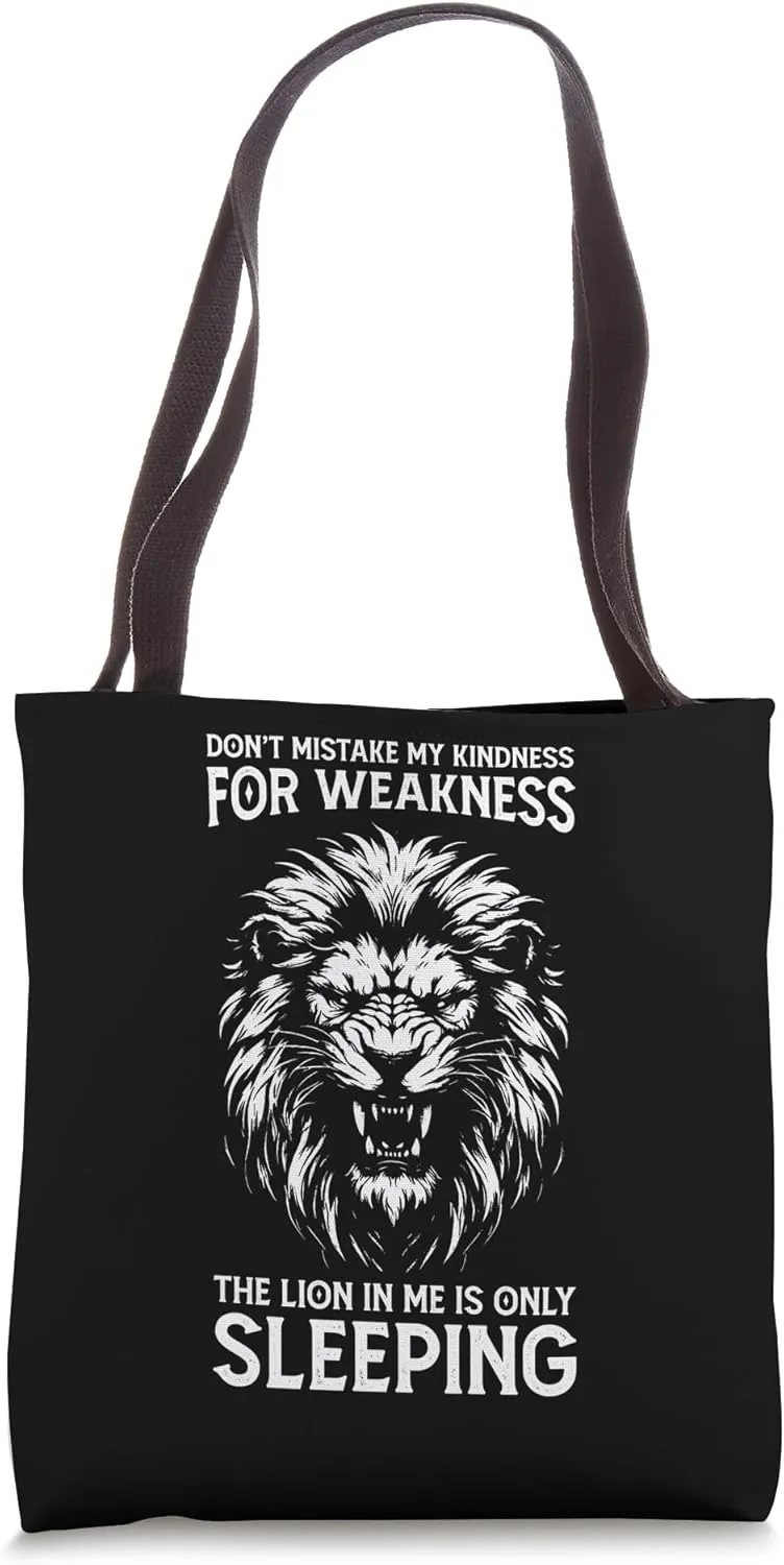 Kindness Not Weakness: The Sleeping Lion Tote Bag