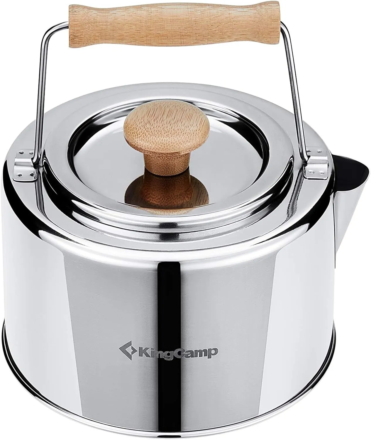 KingCamp 1.2L Camping Kettle Camp Tea Coffee Pot Large Outdoor Hiking Portable 1.27 Quart Camping Tea Kettle I 304 Stainless Steel