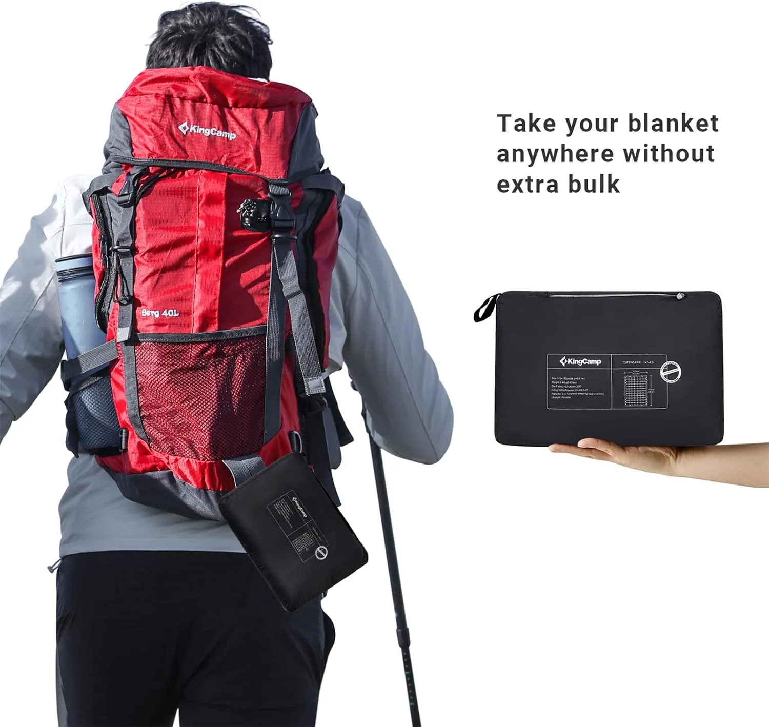 KingCamp Down Camping Blanket - Packable Lightweight Travel Blanket for Stadium, Camping, Backpacking, Compact & Water Resistant & Warm Airplane Quilt