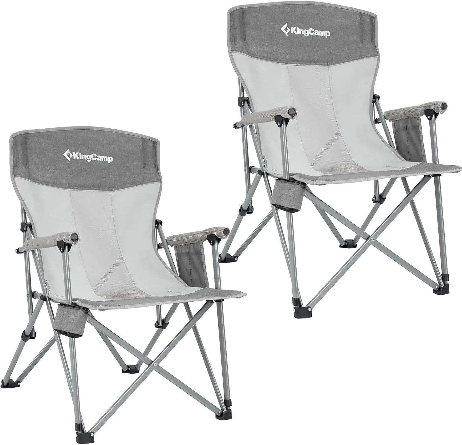 KingCamp Oversized Heavy Duty Outdoor Camp Lightweight Portable Lawn Chair Sturdy Steel Frame Supports 300 lbs with Cup Holder for Sports Fishing Picnic, one Size, Blue&Gray