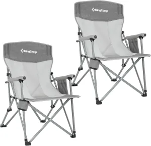 KingCamp Oversized Heavy Duty Outdoor Camp Lightweight Portable Lawn Chair Sturdy Steel Frame Supports 300 lbs with Cup Holder for Sports Fishing Picnic, one Size, Blue&Gray