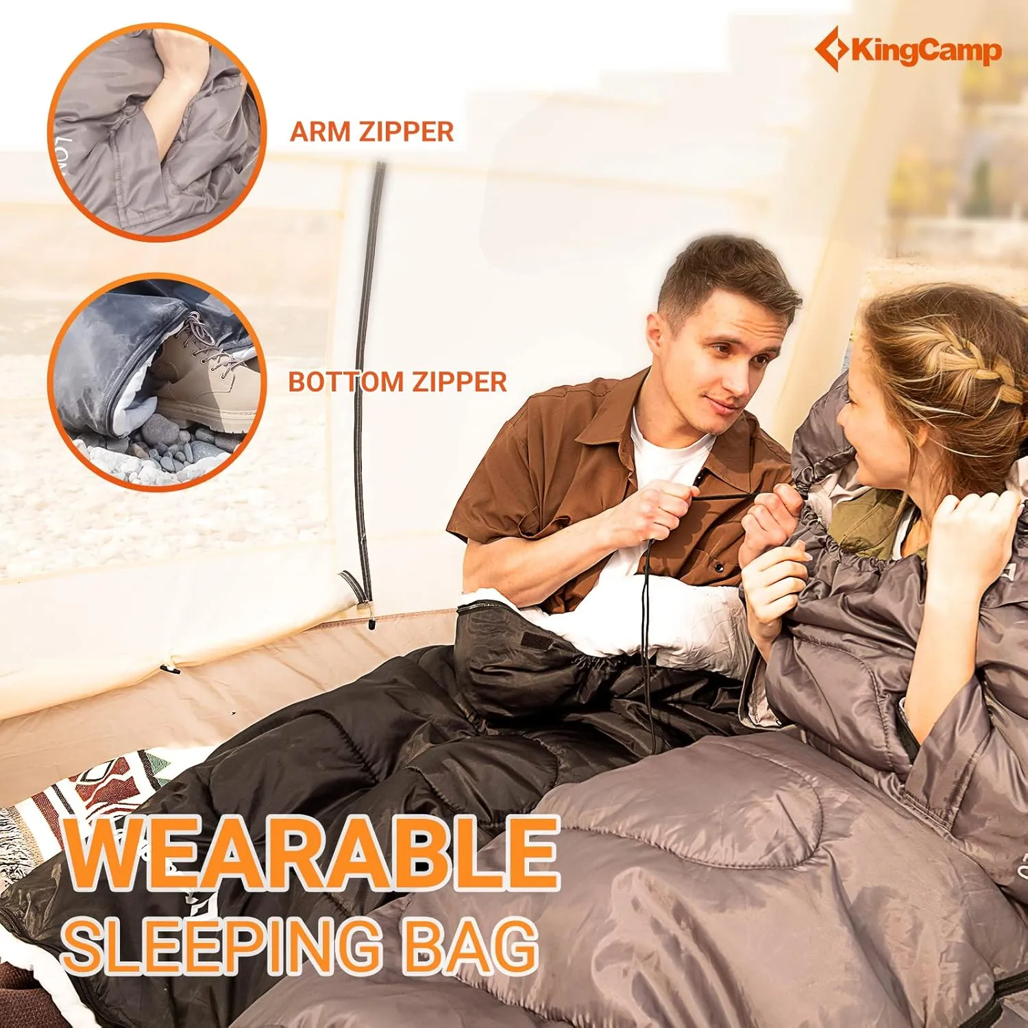 KingCamp Sleeping Bags for Adults, Wearable Sleeping Bags for Camping Backpacking, 87 * 30 Big and Tall, Lightweight, Ripstop, Waterproof Outdoor Gears