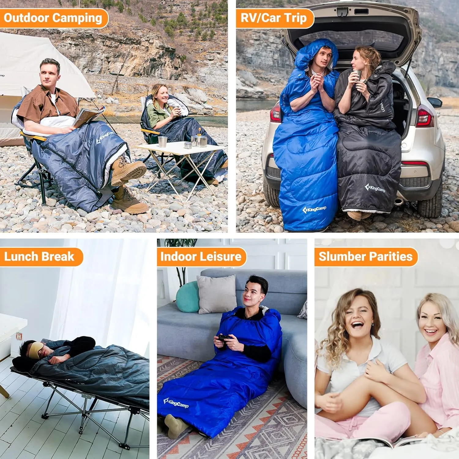 KingCamp Sleeping Bags for Adults, Wearable Sleeping Bags for Camping Backpacking, 87 * 30 Big and Tall, Lightweight, Ripstop, Waterproof Outdoor Gears