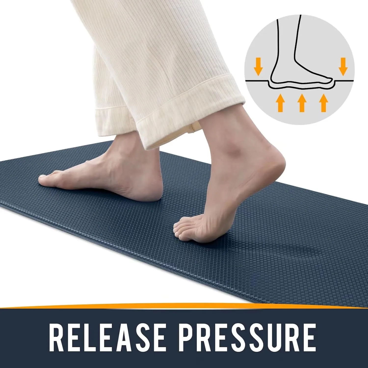 Kitchen Mats for Floor Cushioned Anti Fatigue, Runner Rug Waterproof, Memory Foam Padded for Standing, 17x59, Blue