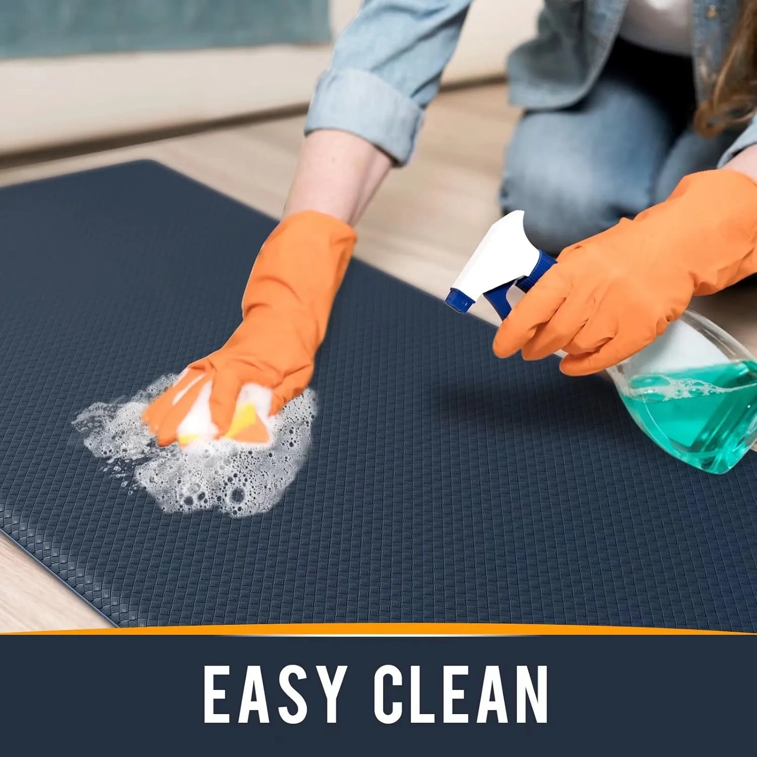 Kitchen Mats for Floor Cushioned Anti Fatigue, Runner Rug Waterproof, Memory Foam Padded for Standing, 17x59, Blue
