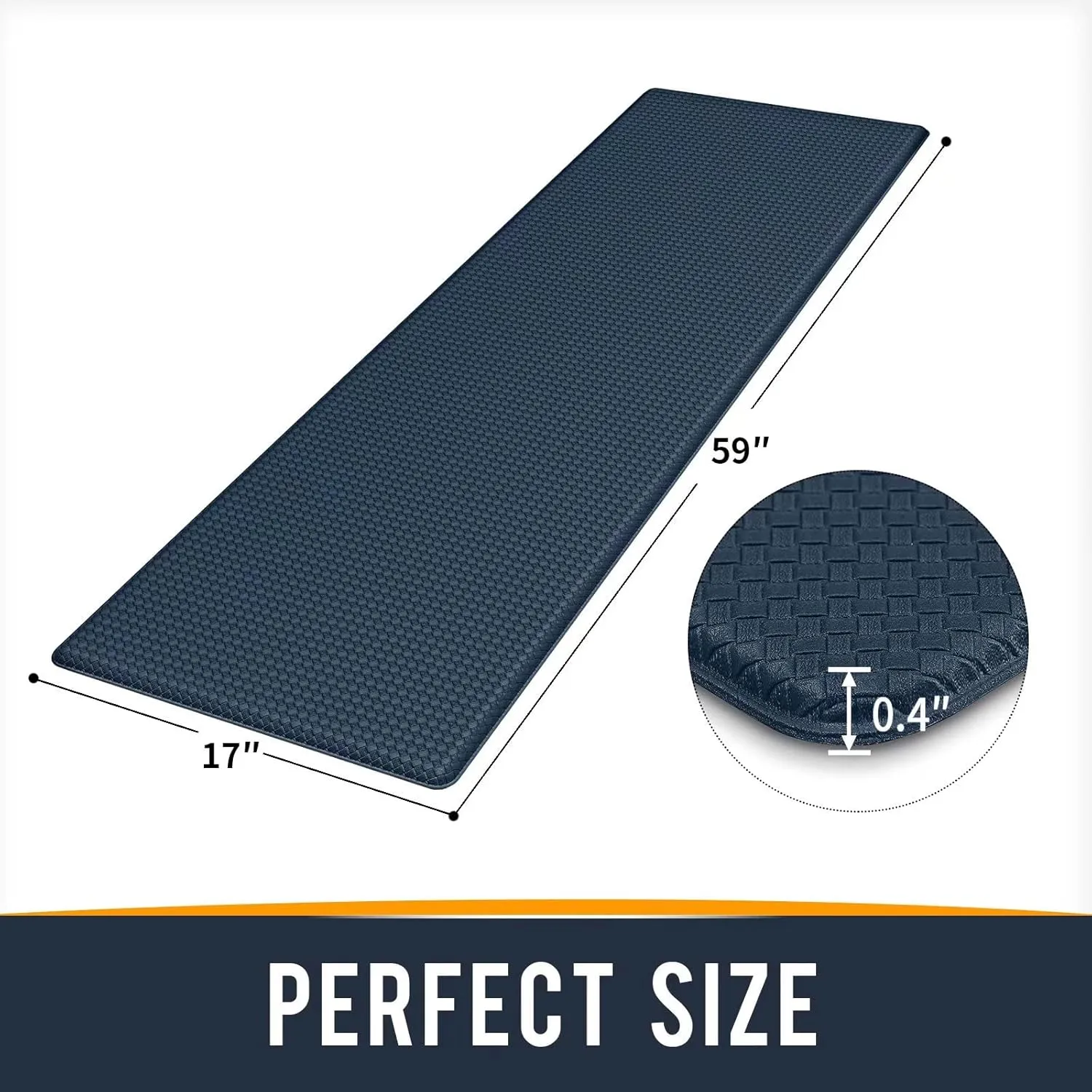 Kitchen Mats for Floor Cushioned Anti Fatigue, Runner Rug Waterproof, Memory Foam Padded for Standing, 17x59, Blue