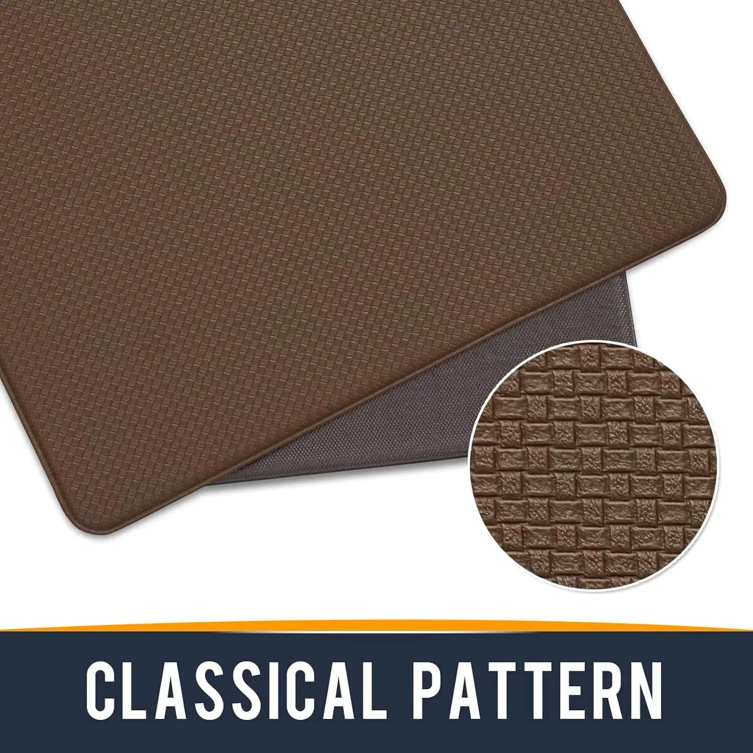 Kitchen Mats for Floor Cushioned Anti Fatigue, Runner Rug Waterproof, Memory Foam Padded for Standing, 17x59, Brown