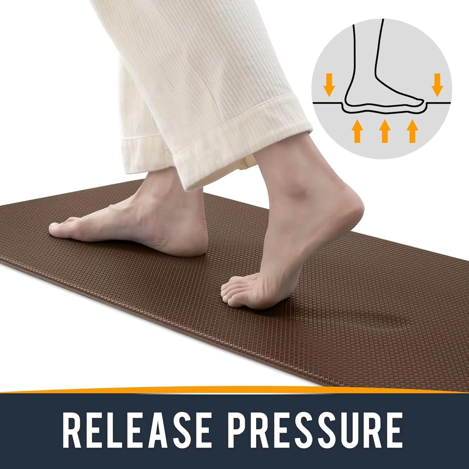 Kitchen Mats for Floor Cushioned Anti Fatigue, Runner Rug Waterproof, Memory Foam Padded for Standing, 17x59, Brown