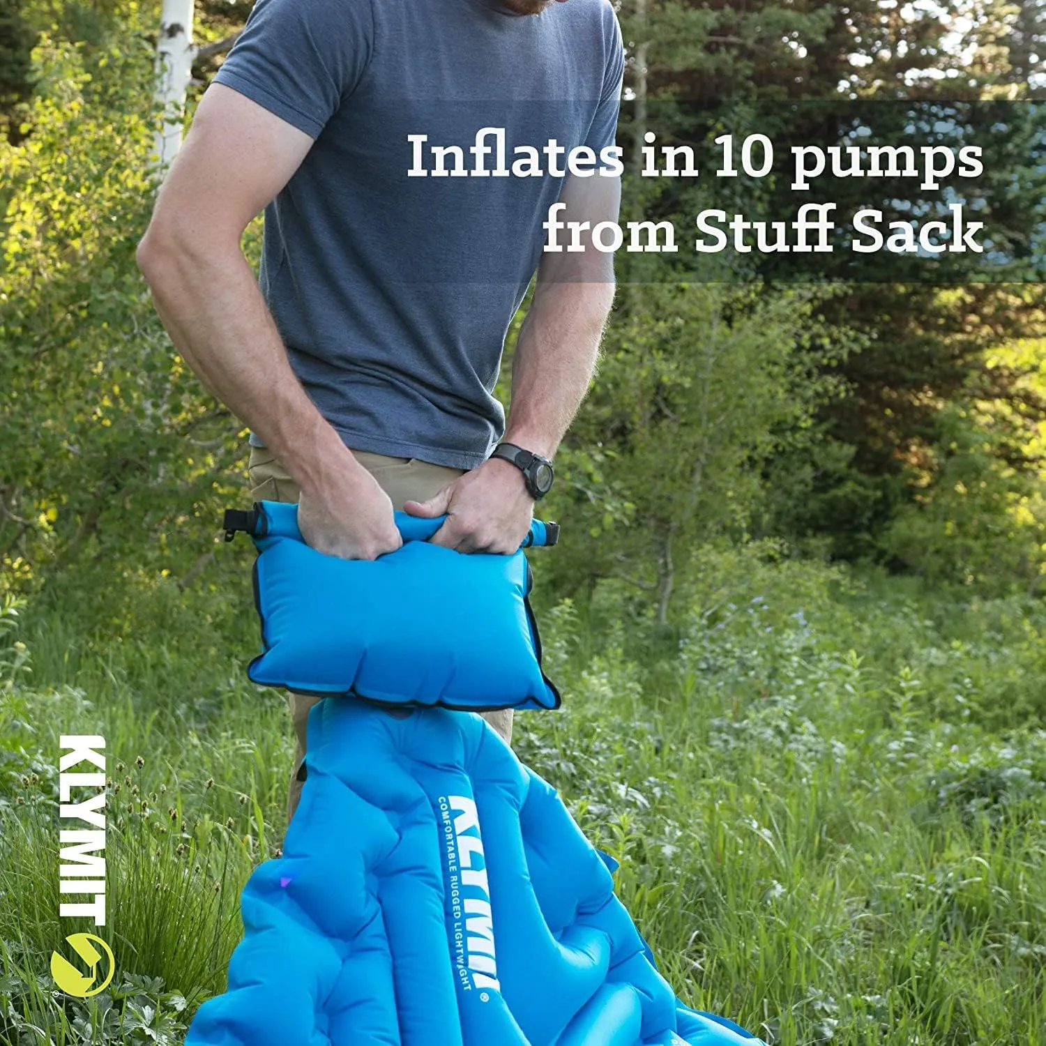 Klymit Insulated Double V Sleeping Pad and Luxe Travel Pillow Bundle