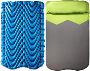 Klymit Insulated Double V Sleeping Pad and Static V Sheet Camping Pad Cover for Couples, 74x47x3 Inches