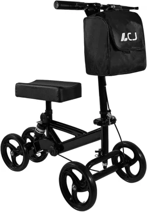 Knee Scooter,Economical Foldable Steerable Knee Walker,for Adults Foot Surgery,Injured Ankle Recovery Scoote(Black-Shock-Absorbing Design)