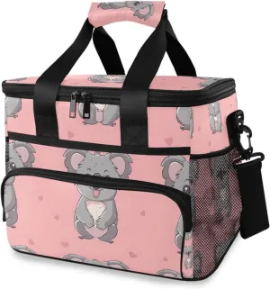 Koala Forest Animals Pink Cooler Bag Insulated Cooler Soft Sided Cooler 24 Can Portable Picnic Bag Large Leakproof Lunch Bag Box for Beach Grocery Camping Travel Car Men Women