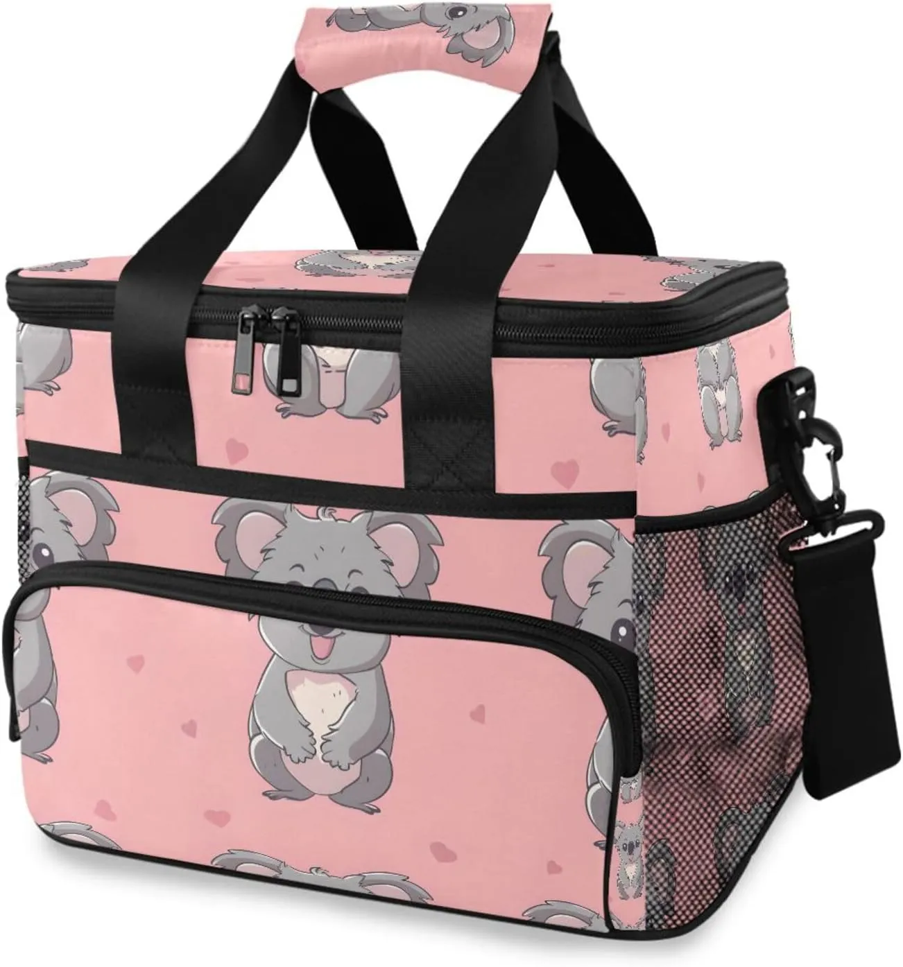 Koala Forest Animals Pink Cooler Bag Insulated Cooler Soft Sided Cooler 24 Can Portable Picnic Bag Large Leakproof Lunch Bag Box for Beach Grocery Camping Travel Car Men Women