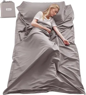 KOMUSMO Sleeping Bag Liner with Zipper, Ultralight Travel Sheets for Adults, Portable Sleep Sack Camping Sheet, Ideal for Traveling, Hiking, Tenting, Hotel and Camping