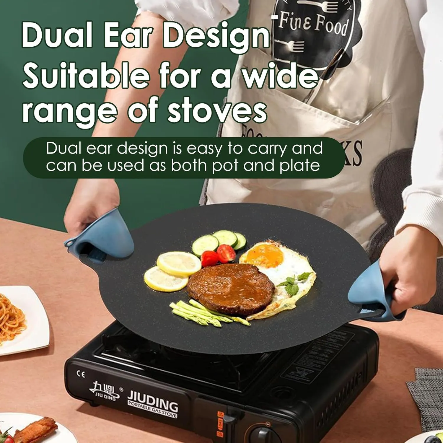 Korean Grill Pan,Round Premium BBQ Grill Pan,Non-stick Griddle Plate for Gas Stove Indoor Outdoor Camping Party(33cm)
