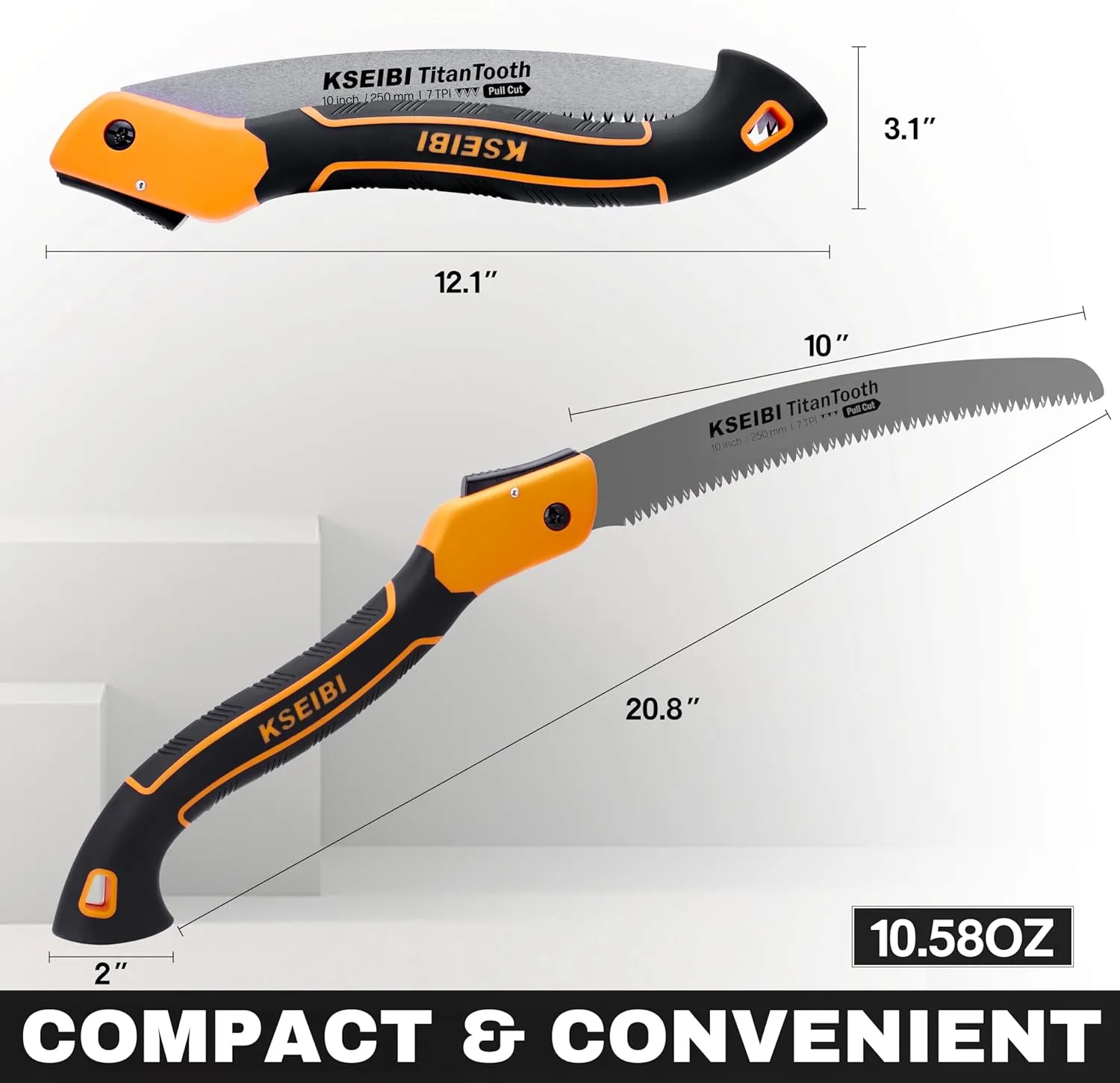 KSEIBI Folding Saw - 10 Inch Camping & Gardening Saw, SK-4 Steel, Precise Cuts