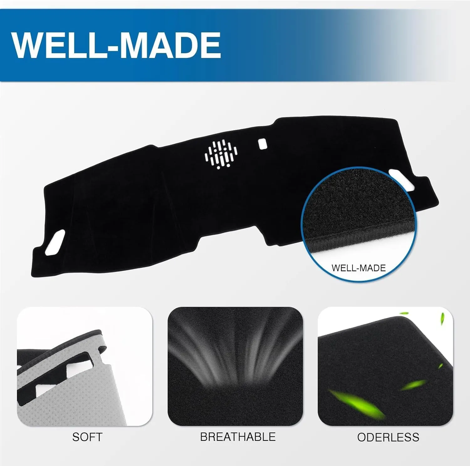 KUST Car Dash Cover for 2023 2024 2025 Honda Pilot (Without HUD) Polyester Non-Slip Center Console Dash Cover Interior Accessories for Pilot Custom Fit Dash Mat Sunshade Windshield Glare Black