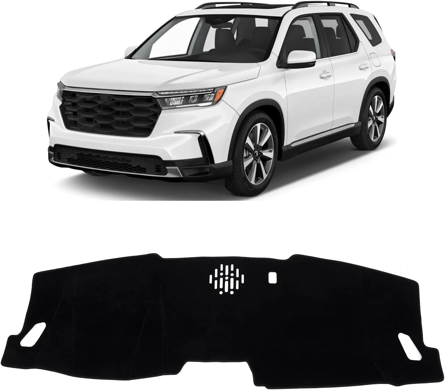 KUST Car Dash Cover for 2023 2024 2025 Honda Pilot (Without HUD) Polyester Non-Slip Center Console Dash Cover Interior Accessories for Pilot Custom Fit Dash Mat Sunshade Windshield Glare Black