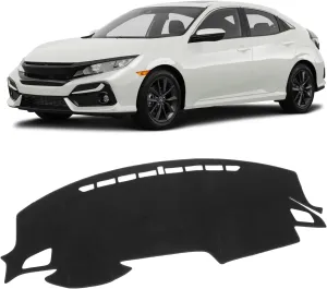 KUST Car Dash Cover Mat for Honda Civic 2016-2018 2019 2020 2021 (Hatchback/Sedan/Coupe) Polyester Non-Slip Center Console Dash Cover Interior for Civic Accessories Sunshade Windshield Glare Black