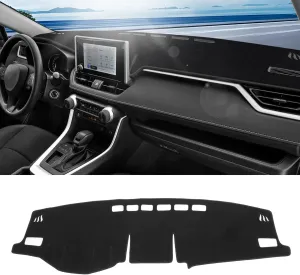 KUST Car Dash Cover Mat for Toyota RAV4 2019-2025 Left Hand Driving Non-Slip Center Console Dash Cover Interior for Toyota RAV4 Accessories Custom Fit Dash Mat Sunshade Windshield Glare Black