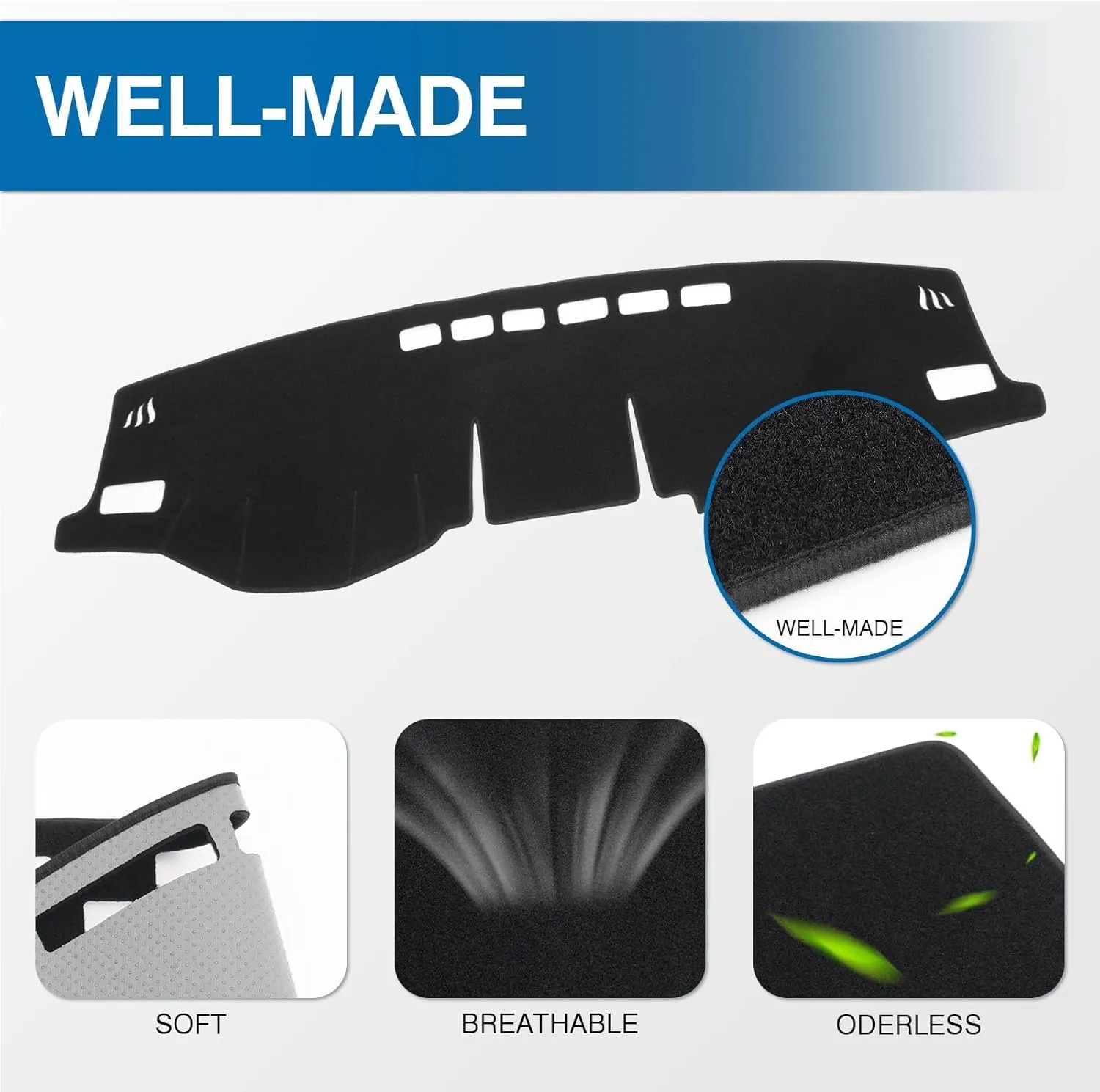 KUST Car Dash Cover Mat for Toyota RAV4 2019-2025 Left Hand Driving Non-Slip Center Console Dash Cover Interior for Toyota RAV4 Accessories Custom Fit Dash Mat Sunshade Windshield Glare Black