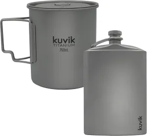 Kuvik 750ml (25.4oz) Titanium Pot & 260ml (8.8 oz) Titanium Flask Bundle