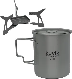 Kuvik Titanium Micro Solid Fuel Stove & 450ml (15.2 oz) Titanium Pot Bundle