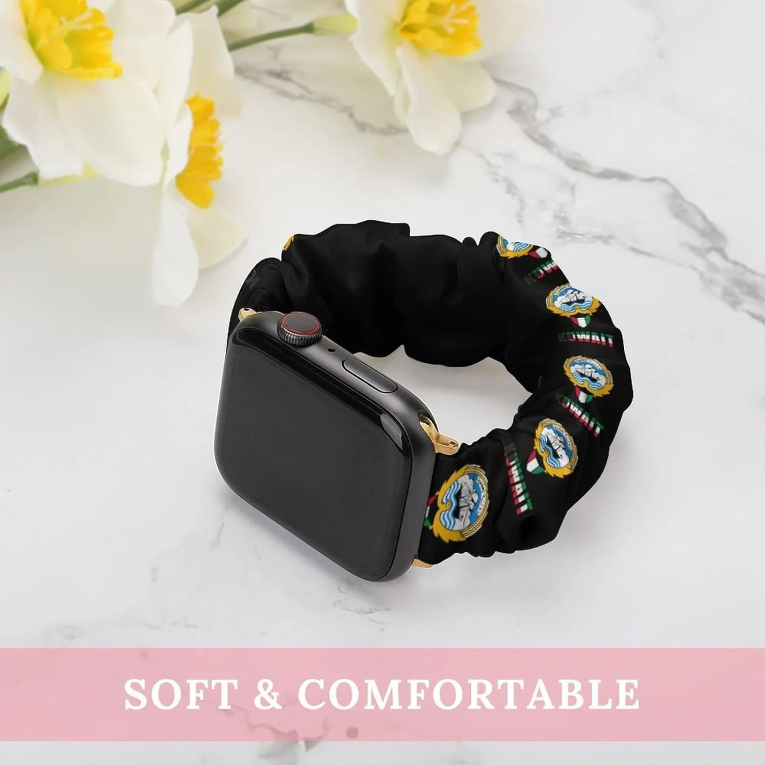 Kuwait Flag Kuwaiti National Emblem Fashion Watch Strap Scrunchies Wristbands Compatible With IWatch Series