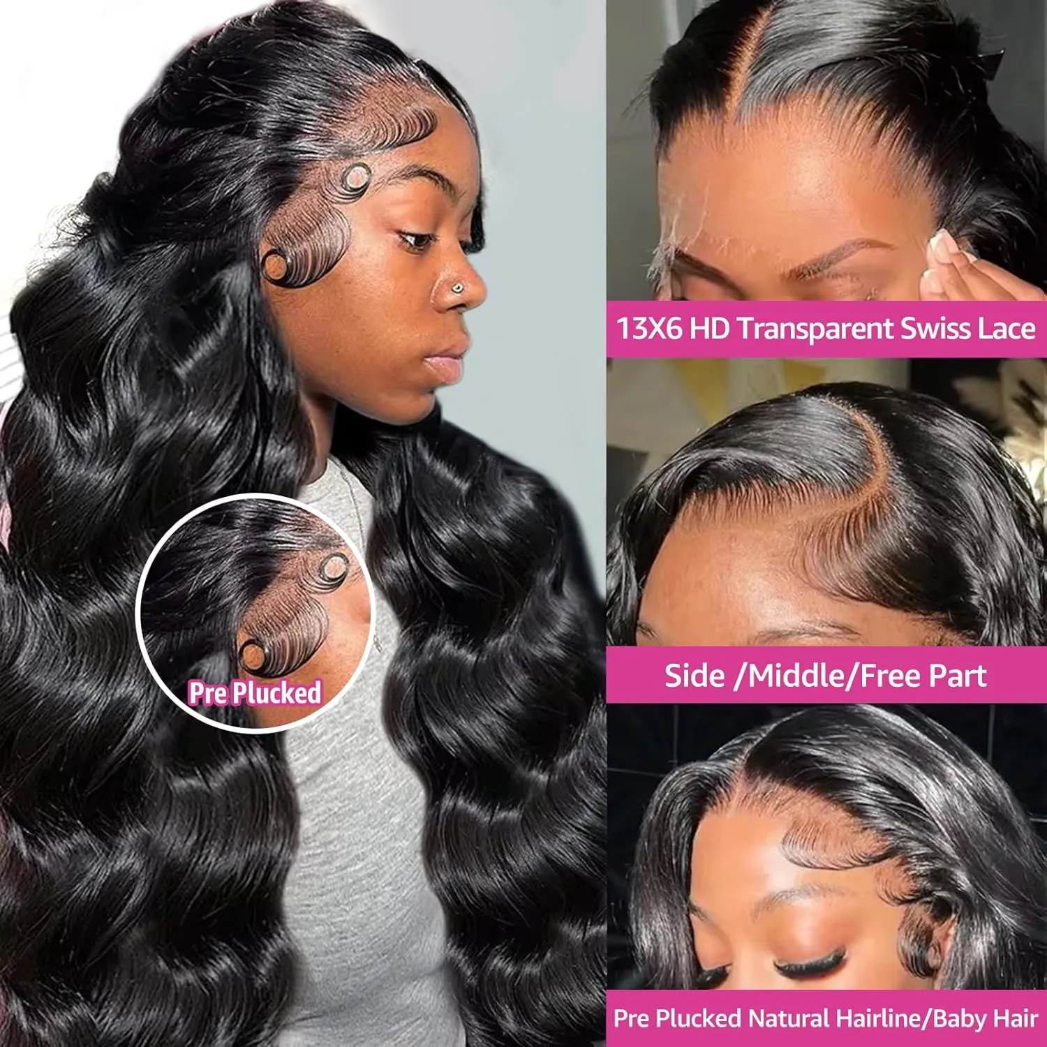 Lace Front Wigs Human Hair Pre Plucked HD Transparent Lace Frontal Wig Bralizian Virgin Human Hair Tiny Knots Natural Hairline with Baby Hair