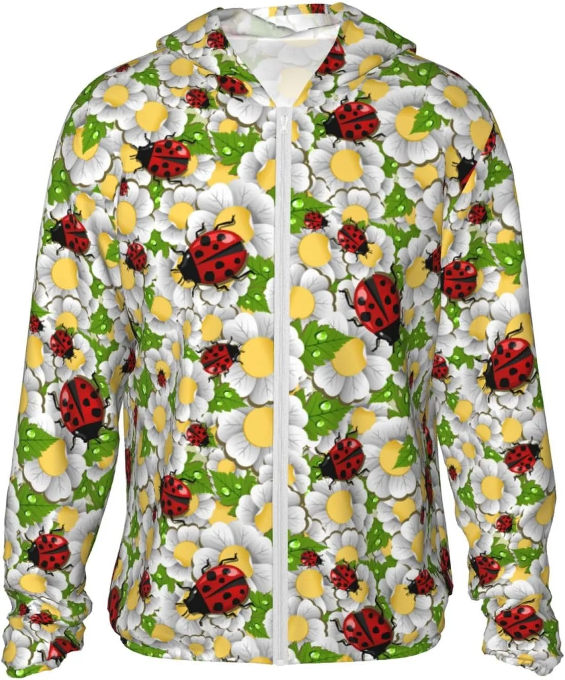 Ladybug Pattern Hoodie Sun Proof Hooded Shirt Refreshing Clothing Jacket Shirts Adult Long Sleeve Sports Hoodies
