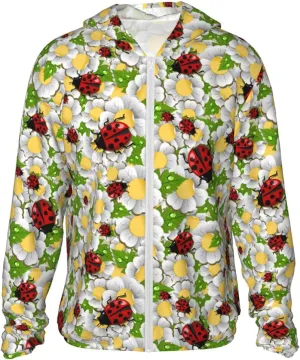 Ladybug Pattern Hoodie Sun Proof Hooded Shirt Refreshing Clothing Jacket Shirts Adult Long Sleeve Sports Hoodies