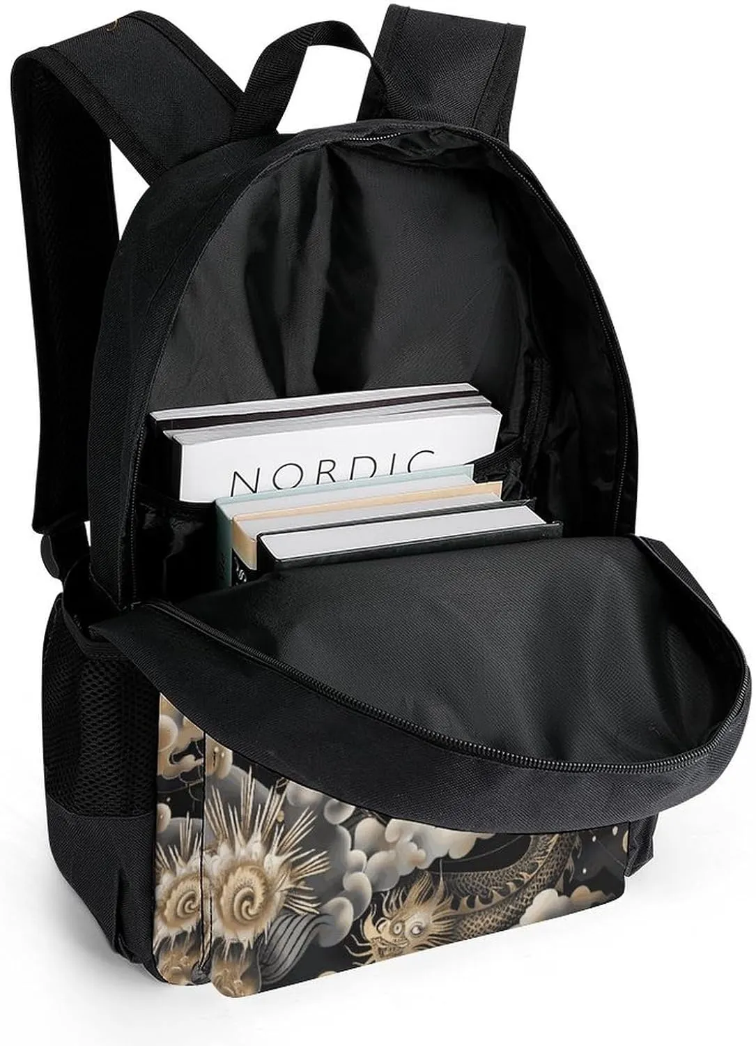 Laptop Backpack for Men Women Lightweight Backpack Black Chinese Dragon Daypack Rucksack with Compartment Laptop Bag