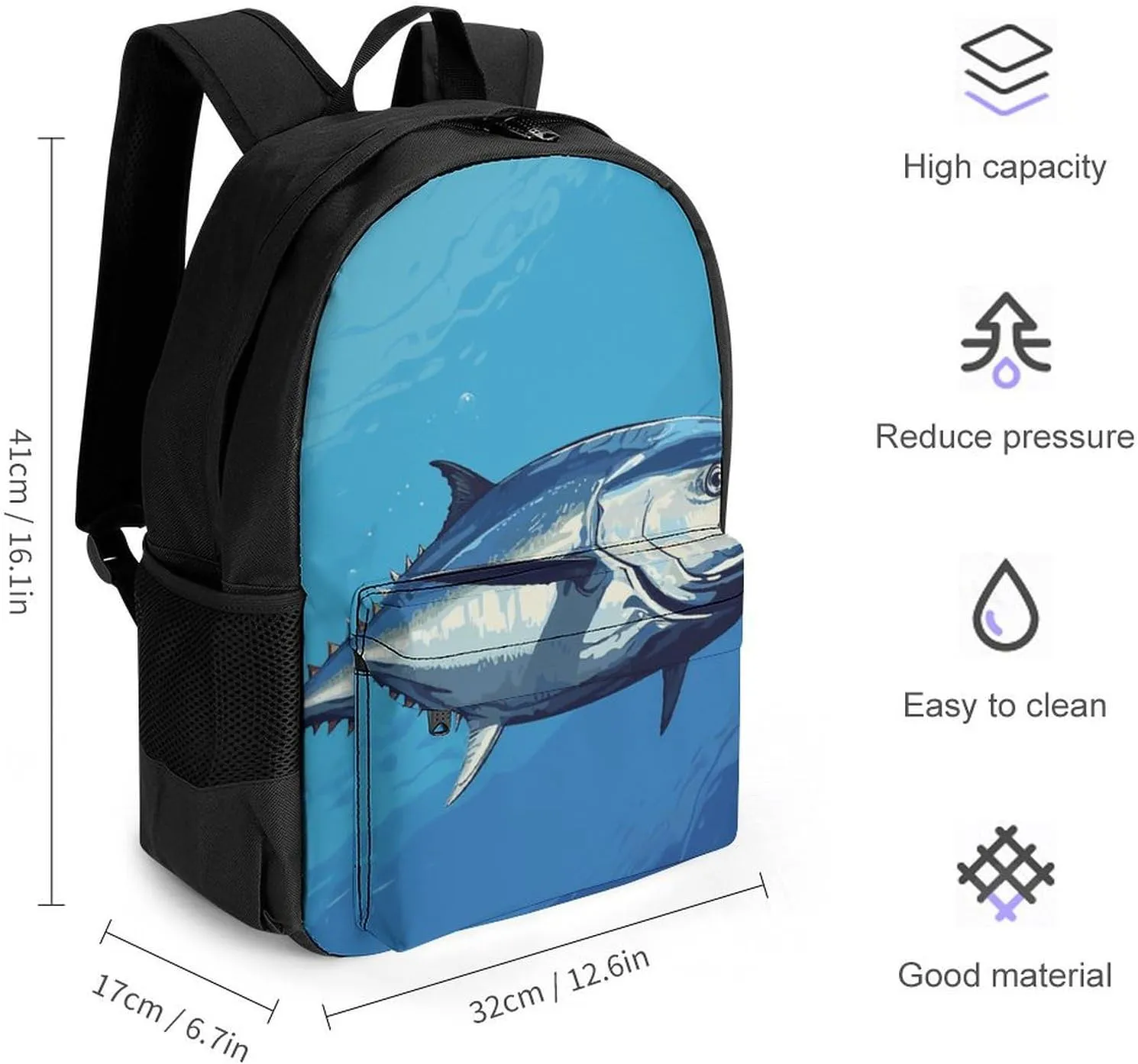 Laptop Backpack for Men Women Lightweight Backpack Colorful Tuna Daypack Rucksack with Compartment Laptop Bag