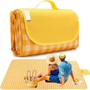 Large 80"x 60" Beach Blanket, Outdoor Picnic Blankets, Waterproof Sandproof Portable Blankets, Foldable and Lightweight for Spring Summer Camping, Beach, Park