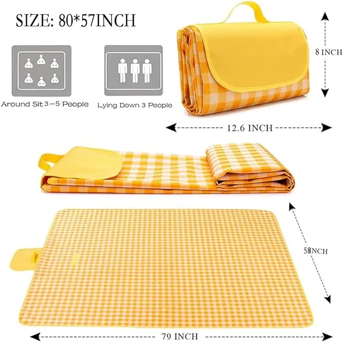 Large 80"x 60" Beach Blanket, Outdoor Picnic Blankets, Waterproof Sandproof Portable Blankets, Foldable and Lightweight for Spring Summer Camping, Beach, Park