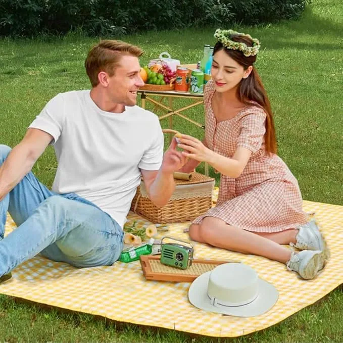 Large 80"x 60" Beach Blanket, Outdoor Picnic Blankets, Waterproof Sandproof Portable Blankets, Foldable and Lightweight for Spring Summer Camping, Beach, Park