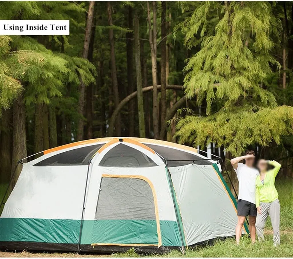 Large Camping Tent Travel Double-Layer Tent Waterproof Family Camping Tent Outdoor Camping Tent 6/8/10/12(Size:380 * 260 * 185cm)