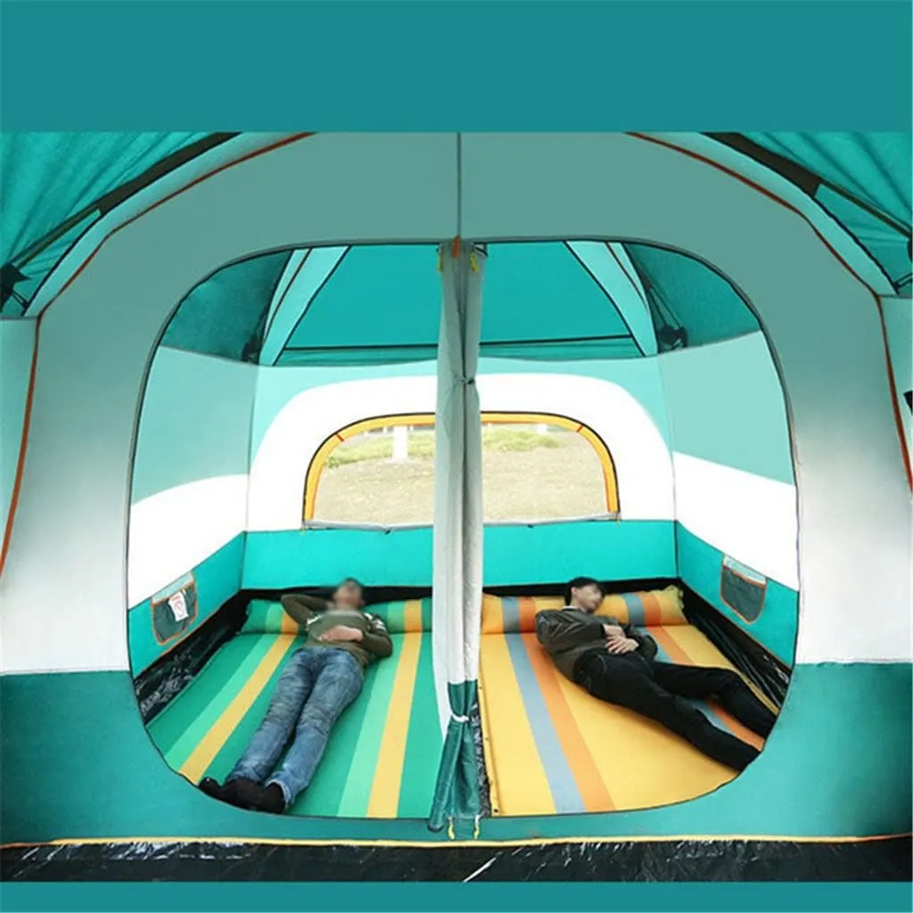 Large Camping Tent Travel Double-Layer Tent Waterproof Family Camping Tent Outdoor Camping Tent 6/8/10/12(Size:380 * 260 * 185cm)