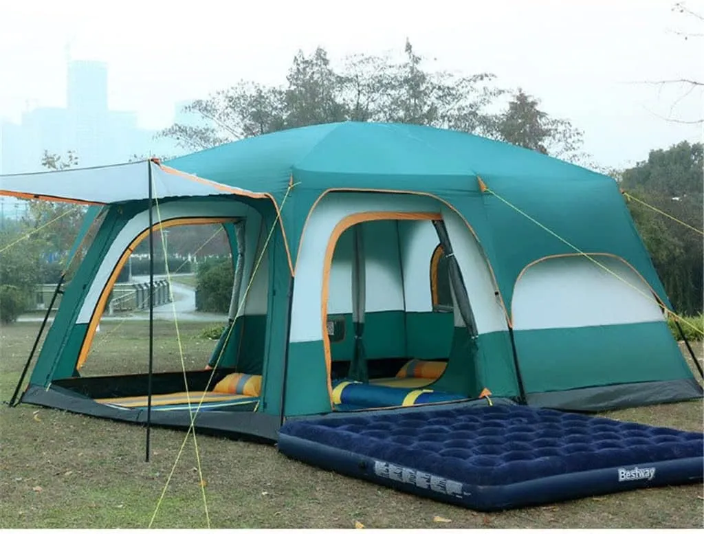 Large Camping Tent Travel Double-Layer Tent Waterproof Family Camping Tent Outdoor Camping Tent 6/8/10/12(Size:380 * 260 * 185cm)