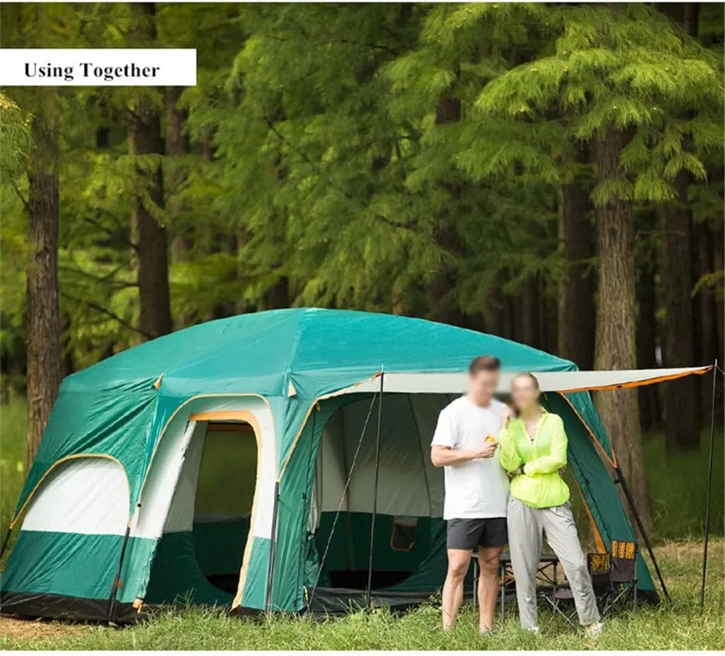 Large Camping Tent Travel Double-Layer Tent Waterproof Family Camping Tent Outdoor Camping Tent 6/8/10/12(Size:380 * 260 * 185cm)